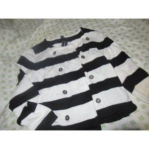nwt American living black white stripe cardigan sweater ladies L free ship USA